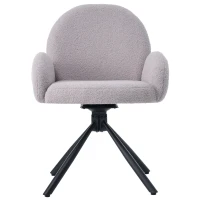 Chaise de Salle à Manger Pivotante Rembourrée en Tissu Sherpa avec Accoudoirs, Design Moderne, Gris(m-9)
