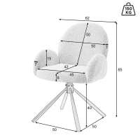 Chaise de Salle à Manger Pivotante Rembourrée en Tissu Sherpa avec Accoudoirs, Design Moderne, Gris(m-3)
