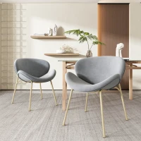 Lot de 4 chaises de salle à manger tapissées en velours, pieds en métal doré, adaptées au salon et à la chambre, capacité de poids de 150 kg, Gris(m-4)