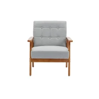 Fauteuil Relax Mid-Century Modern avec Accoudoirs et Pieds en Bois Massif pour Salon et Chambre à Coucher, Gris Clair(m-8)