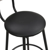 Ensemble Table Haute avec 2 Tabourets de Bar en Bois et Métal, Gris+Noir(m-7)