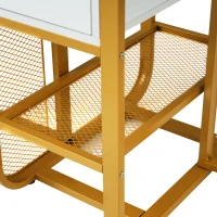 Table à Manger Extensible et Pliable avec Tiroirs et Espace de Rangement, Blanc(m-7)