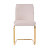 Ensemble de 4 chaises de salle à manger rembourrées en velours avec design diamant au dos et pieds de support en métal doré, idéales pour salle à manger et salon, Beige(m-5)