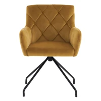 Ensemble de 2 chaises de salle à manger rembourrées en velours avec motif diamant, fauteuil moderne avec pieds en métal, 49x57x82 cm, Jaune(m-9)