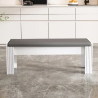 Banc moderne avec coffre et coussin en simili cuir, design élégant pour salon et entrée, Gris+Blanc(m-1)