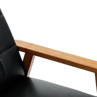 Fauteuil de Relaxation Mid-Century Modern avec Accoudoirs et Pieds en Bois Massif pour Salon et Chambre à Coucher, Noir(m-8)