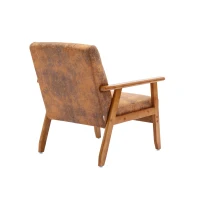 Fauteuil Relax Mid-Century Modern avec Accoudoirs et Pieds en Bois Massif pour Salon et Chambre à Coucher, Café(m-9)