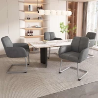 Ensemble de 2 Chaises de Salle à Manger Modernes avec Pieds Courbés en Acier, Assise Ergonomique en Microfibre, Gris(m-4)