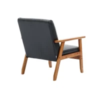 Fauteuil de Relaxation Mid-Century Modern avec Accoudoirs et Pieds en Bois Massif pour Salon et Chambre à Coucher, Noir(m-9)