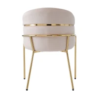 Lot de 6 chaises de salle à manger tapissées en velours, légères et élégantes, quatre pieds en métal, pour salon et chambre, Beige(m-10)