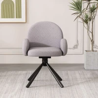 Chaise de Salle à Manger Pivotante Rembourrée en Tissu Sherpa avec Accoudoirs, Design Moderne, Gris(m-1)