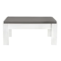 Banc moderne avec coffre et coussin en simili cuir, design élégant pour salon et entrée, Gris+Blanc(m-10)
