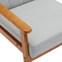 Fauteuil Relax Mid-Century Modern avec Accoudoirs et Pieds en Bois Massif pour Salon et Chambre à Coucher, Gris Clair(m-6)