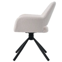 Set de 2 scaune de dining moderne, tapițate în sherpa, cu cotiere și funcție rotativă, Alb(m-9)