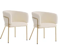 Ensemble de 2 Chaises de Salle à Manger Rembourrées en velours et Pieds en Métal pas cher, Beige(m-2)