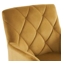 Ensemble de 2 chaises de salle à manger rembourrées en velours avec motif diamant, fauteuil moderne avec pieds en métal, 49x57x82 cm, Jaune(m-7)