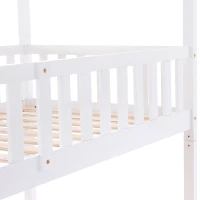 Lit Superposé pour Enfants en Bois de Pin avec 3 Lits, Design Gain de Place, 206x97x235 cm, Blanc(m-7)