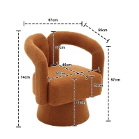 Fauteuil de Bureau Confortable Pivotant Rembourré en Tissu Bouclé, Design en Forme de Tonneau pour Salon et Bureau, Orange(m-3)