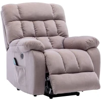 Power Lift Recliner Armchair with Heating, USB Ports, Side Pockets, Electric Massage Chair with High-density Sponge, 91x81x104 cm, Beige(m-2)