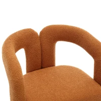 Fauteuil de Bureau Confortable Pivotant Rembourré en Tissu Bouclé, Design en Forme de Tonneau pour Salon et Bureau, Orange(m-7)