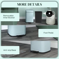 HOMCOM 12L Modern Boxy Metal Home Kitchen Bin - Light Green(m-7)