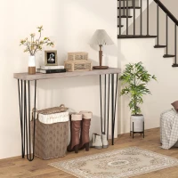 HOMCOM Mesa Consola Moderna Mesa de Entrada com Patas de Aço Anti-Tombo Móvel de Entrada 110x25x79,5 cm Madeira(m-2)