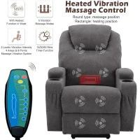 Power Lift Electric Recliner Chair with Massage, Heating, Cup Holders and Side Pockets, Recliner Armchair for Elderly, 81x73x105 cm, Grey(m-5)
