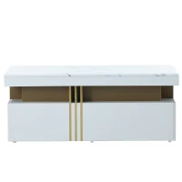 Modern Rectangular Coffee Table with PVC Pattern Top and 2 Wooden Drawers, Living Room Table, 100x50x40 cm, White(m-2)