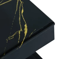 Modern Coffee Table with PVC Pattern Top and 2 Wooden Drawers, Living Room Table, 100x50x40 cm, Black(m-10)