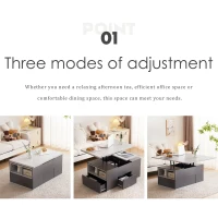 Lift-Top Coffee Table with Storage, 3 Drawers and Adjustable Height, 100x51x47 cm, Gray(m-4)