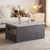 Lift-Top Coffee Table with Storage, 3 Drawers and Adjustable Height, 100x51x47 cm, Gray(m-9)