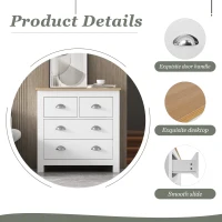 Modern Bedside Cabinet with Storage Drawers, Handles, Side Tables for Living Room, Sitting Room, Bedroom, Hallway, 80x40x80 cm, White(m-5)