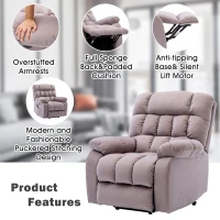 Power Lift Recliner Armchair with Heating, USB Ports, Side Pockets, Electric Massage Chair with High-density Sponge, 91x81x104 cm, Beige(m-6)