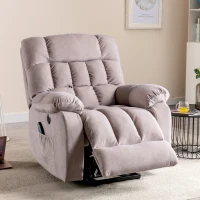Power Lift Recliner Armchair with Heating, USB Ports, Side Pockets, Electric Massage Chair with High-density Sponge, 91x81x104 cm, Beige(m-8)