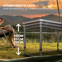 Outsunny Campingtafel, inklapbaar, licht, in hoogte verstelbaar, aluminium frame, 240 x 60 x 54/62/70 cm, Zwart(m-5)