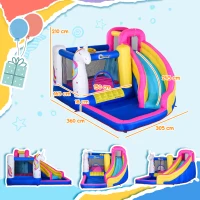 Outsunny Castel Gonflabil Unicorn – Parc de Joaca Gigant pentru 4 Copii(m-3)