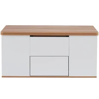 Lift-Top Coffee Table with Storage, 3 Drawers and Adjustable Height, 100x51x47 cm, White & Oak(m-11)