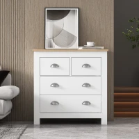 Modern Bedside Cabinet with Storage Drawers, Handles, Side Tables for Living Room, Sitting Room, Bedroom, Hallway, 80x40x80 cm, White(m-1)