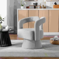 Fauteuil de Bureau Pivotant Rembourré en Tissu Bouclé, Design en Forme de Botte pour Salon et Bureau, Supportant 150 kg, Gris clair(m-1)