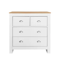 Modern Bedside Cabinet with Storage Drawers, Handles, Side Tables for Living Room, Sitting Room, Bedroom, Hallway, 80x40x80 cm, White(m-2)