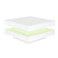 High Gloss Round Coffee Table with Rotating Top and 16-Colour LED Light, 70x70x36 cm, White(m-11)