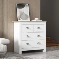 Modern Bedside Cabinet with Storage Drawers, Handles, Side Tables for Living Room, Sitting Room, Bedroom, Hallway, 80x40x80 cm, White(m-6)
