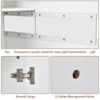 High Gloss Modern Sideboard Cabinet with LED Lights, 2 Doors and 4 Storage Drawers, Chest of Drawers for Living Room, 140x35x72 cm, White(m-7)