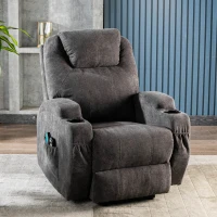 Power Lift Electric Recliner Chair with Massage, Heating, Cup Holders and Side Pockets, Recliner Armchair for Elderly, 81x73x105 cm, Grey(m-8)