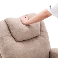 Remote Control Power Lift Massage Chair with Heating Points, Cup Holders, Side Pockets, Electric Lounger Chair for Elderly, 81x73x105 cm, Light Brown(m-9)