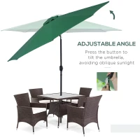 Outsunny 3m Parasol Patio Umbrella, Outdoor Sun Shade with Tilt and Crank Handle for Balcony, Bench, Garden, Green(m-4)