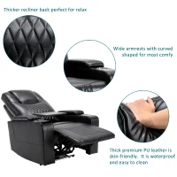 360° Swivel Leather Recliner Chair with USB Port, Cup Holders, Ambient Light, Adjustable Electric Gaming Recliner Chair, 92x80x108 cm, Black(m-5)