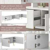 Modern TV Units with Storage for 75-Inch Televisions, MDF Construction, Gold Metal Legs, 180x35x41 cm, White(m-6)