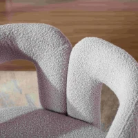 Fauteuil de Bureau Pivotant Rembourré en Tissu Bouclé, Design en Forme de Botte pour Salon et Bureau, Supportant 150 kg, Gris clair(m-4)