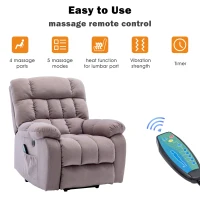 Power Lift Recliner Armchair with Heating, USB Ports, Side Pockets, Electric Massage Chair with High-density Sponge, 91x81x104 cm, Beige(m-5)